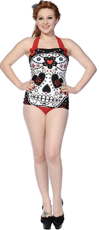 sugar skull bathing suit