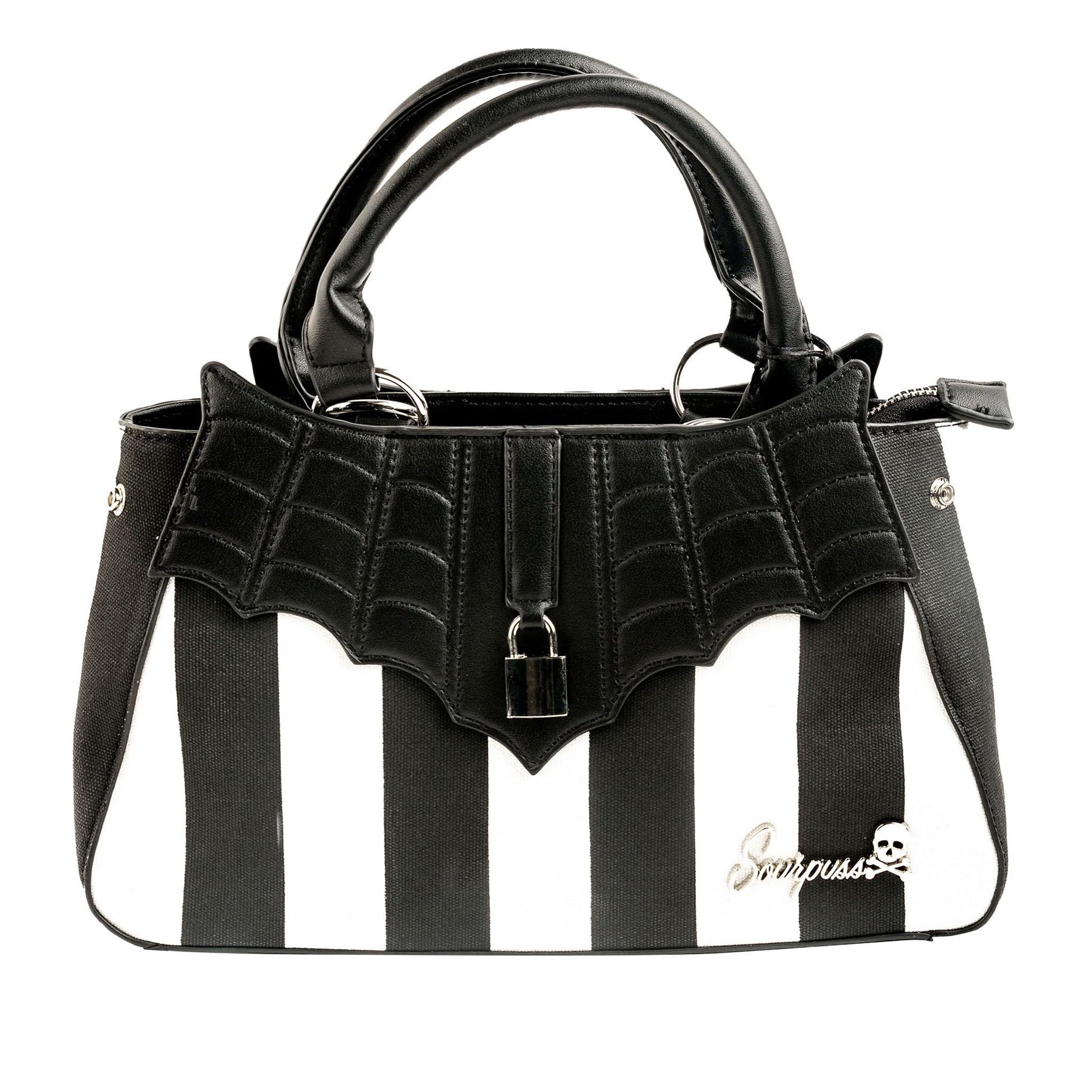 Buy ASTRID Multicompartment Striped Bag For Women And Girls (black) at  Amazon.in