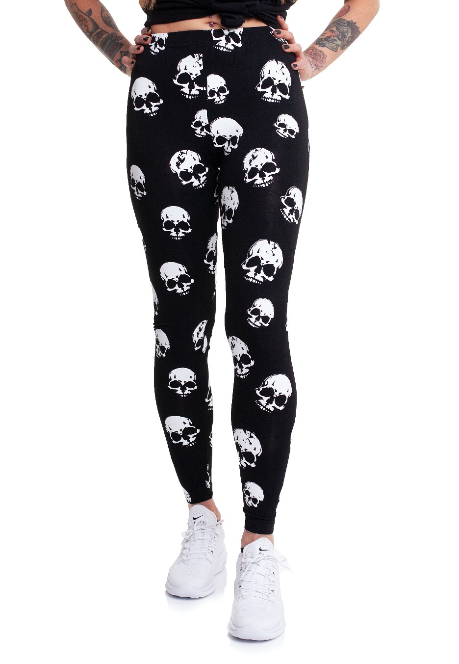 Black Yoga Leggings with White Half Skull pattern – Rip Some Lip Today